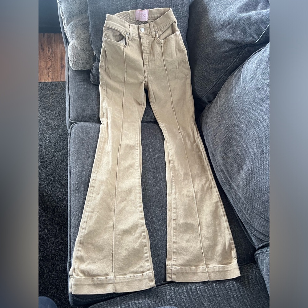 Revice Tan denim flare jeans size 26.